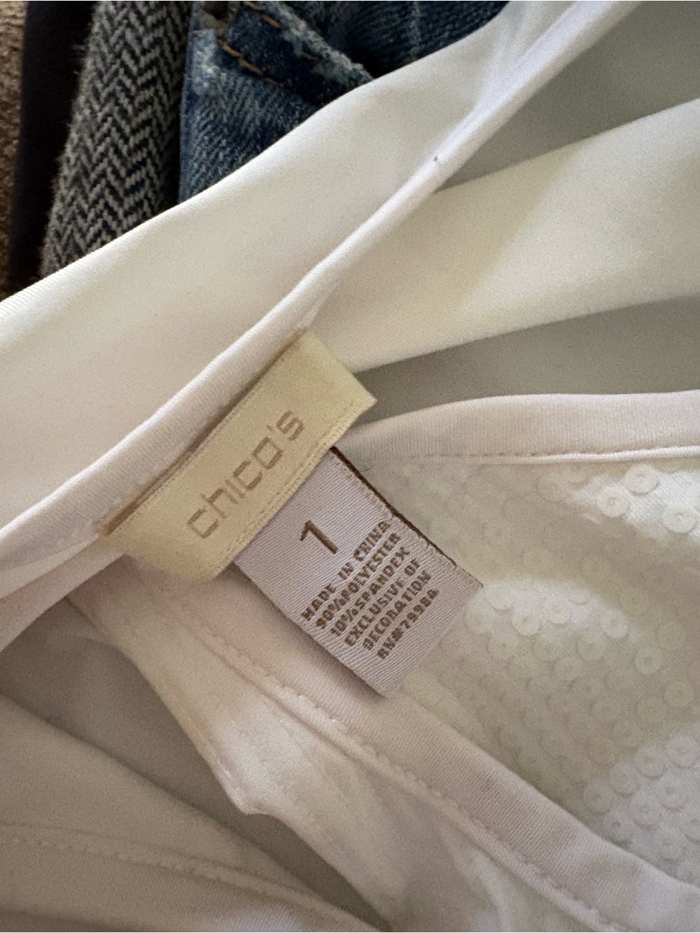 Chico's Cream Ribbed Tank Top - Picture 4 of 4
